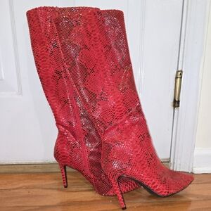 Red Knee High Boots
